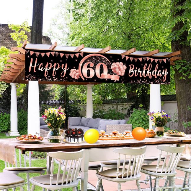 Garden Party Delight table decorations for 60th birthday party