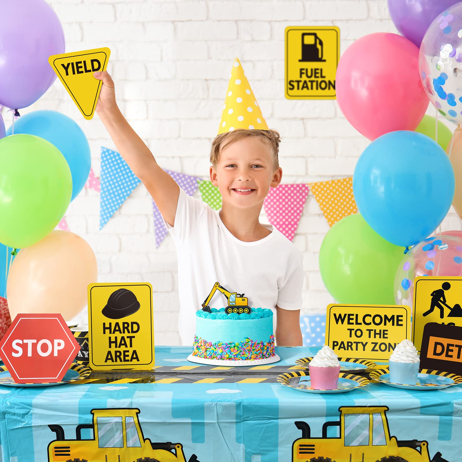 Cutouts of traffic signs construction birthday party ideas