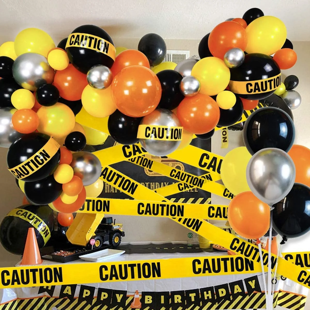 Caution Tape Balloon Arch